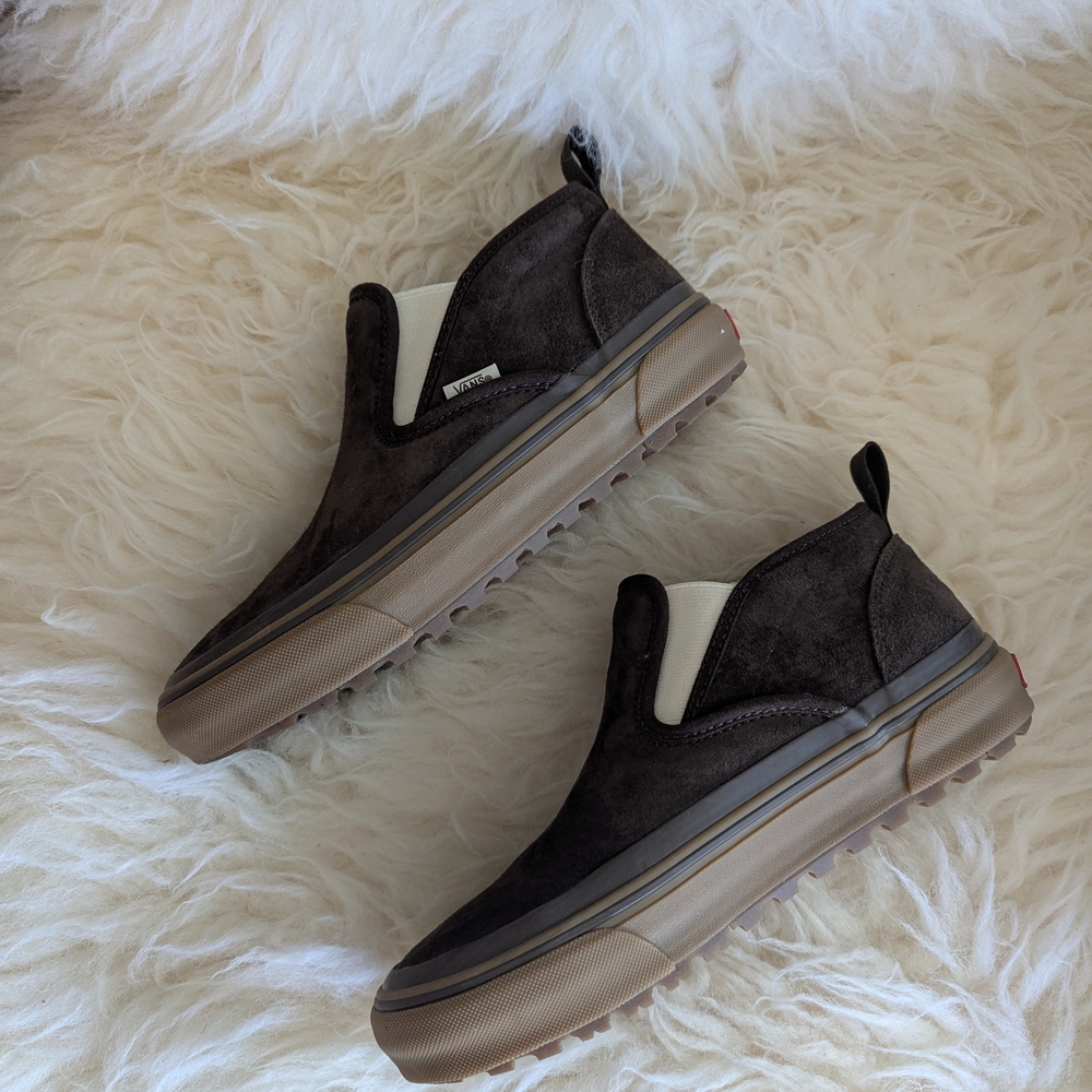 Vans Brown Suede Sherpa Lined Slip-On Shoes - Picture 7 of 10